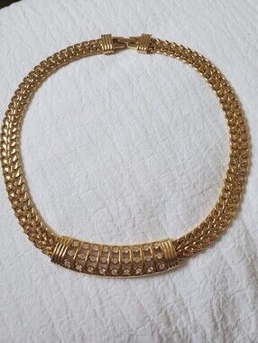 Vintage Swarovski Gold-tone Crystal Accent Collar Necklace